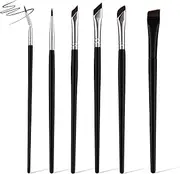 6pcs Angled Eyeliner Brush, Precision Eyeliner Eyebrows Eyeshadows Makeup Brush Set Fine Angled Eyeliner Brush Set Ultra Flat Thin Brush for Beauty Cosmetic Tool makeup
