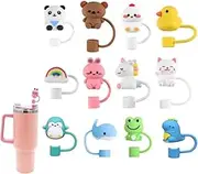 WADY 12pack Straw Cover,Reusable Silicone Straw Topper,Compatible with 30&40 Oz Tumbler, Silicone Tips Lids Protectors for 0.4 in/10mm Party Cups Accessories