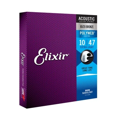 Elixir Acoustic Guitar Strings POLYWEB 80/20 Bronze Extra Light .010-.047 #11000