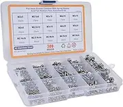 Generic Screw/Fastener Kit Assortment, 300Pcs Screws Washer Nuts Kit Flat Washers Nuts Metric Screw/Fastener Kit 304 Stainless Steel Cross Pan Head Screw