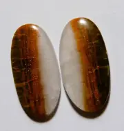 24.20 Cts Natural Cacoxenite Rutile Quartz Cabochon Pair Gemstone 26.7X13.3 MM