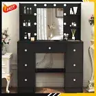 7 Drawers Vanity Makeup Desk Dressing Table with Drawer 10 LED Lighted Mirror