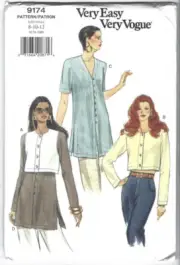 Vogue Sewing Pattern 9174 Top and Tunic, Size 10, Uncut, FF