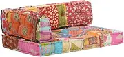Patchwork Pouffe Cushion Fabric - Multicolour Cotton Seat, Patio Furniture Pillows, Outdoor Chair, Sofa, Bench & Couch - Unique Design
