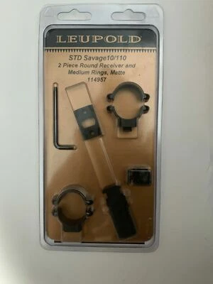Leupold STD Savage 10/110 2 Piece Round Receiver & Medium Rings, Matte 114957