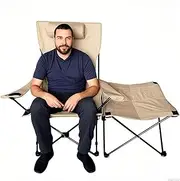 Zhadyu Reclining Outdoor Chair | Heavy Duty Folding Patio Recliner - Stable Load-Bearing Comfortable Chaise Lounge for Balcony Tanning Patio Pool Camping Lawn Backyard