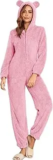 [ZPLxi] Women's Sherpa Onesie Pajamas, Unisex Fleece Warm Hoodies Jumpsuit, Fuzzy One Piece Zipper Romper Playsuit Loungewear