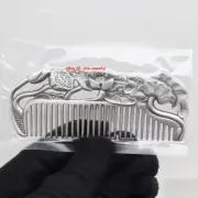 Soiid 999 Fine Silver Comb Chinese Lotus Pattern Portable Comb 3.97"L Best GIFT