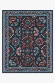 245' x 305' | Machine Washable Runner Rug | Kid & Pet Friendly | Indoor Rug | Iris Apfel Suzani Mosaic Navy Multicolour Rug | Ruggable