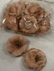 100 PC BLUSH, LIGHT BROWN SILK PLUM BLOSSOMS 5CM ARTIFICAL FLOWERS, US SELLER.