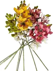 ZOQDJIMY 8-Piece Set of Orchid stem Artificial Flowers Authentic Touch Silk Cymbidium 27 inch Artificial Orchid Twigs Each with 6 Large Flowers for vase Wedding Party Home Garden Decoration