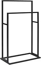 'vidaXL Freestanding Towel Rack - Durable Iron Construction - Black, 2 Tiers for Ample Space - Ideal for Bathroom Organization - 48x24x78.5cm Size