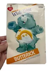 Vintage 1983 Butterick Care Bears Wish Bear Sewing Pattern 6234 Plush Toy Fabric