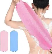 Back Scrubber for Shower Back Scrubber Exfoliating Back Scrubber for Shower Double Sided Back Scrub Washcloth with Handles to Remove Dead Skin Blue Pink Pack of 2
