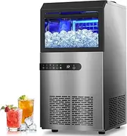 YOPOWER Commercial Ice Maker Machine, 45KG Stainless Steel Ice Cube Maker, Self Cleaning Ice Maker for Bar, Restaurant, Home