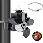 Oimzzr Wood Stove Fan Heat Powered Non-Electric Lotus Shaped Heat Distribution 4-B Silent Flue Pipe Hanging Fireplace Fan with Magnetic Thermometer for Home Wood Burning Stove/Log Burner