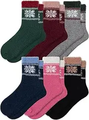[seagallery] Merino Wool Socks Hiking Socks For Women Outdoor Crew Socks Thick Warm Winter Cushion Thermal Socks 3Pairs