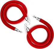 Rope Barriers, Rope Barrier Belt 2 Pack Red Velvet Rope with Gold Stainless Steel Hooks, Crowd Control Stanchion Post Queue Line Barrier, 5Ft Velvet Stanchion Rope, Red Rope Barrier for Movie Theaters, Grand(Red-silver Hooks,8ft/245cm)