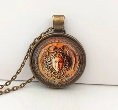 Medusa face pendant necklace + Gift Box - Handmade pendant - Greek Mythology