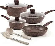 Innerwell 9 PCS Nonstick Frying Pan Sets Skillets Pan Wok Soup Pot Milk Pot, Perfect Kitchen Cookware with Lid