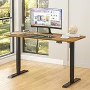 Advwin Electric Standing Desk 72-115cm Height Adjustable Sit Stand with Smart Memory Preset Lifting Base Sturdy Motor Computer Workstation for Home, Office, Gaming, Study (Walnut Top Black Legs)