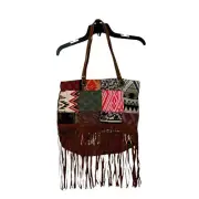 New Raj L.A. Anthropologie Bohemian Patchwork Fringe Bag NWOT