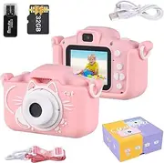 X8 Camera Camera Digital Camera 1080P Video Camera 20Mp Dual Lens 2.0 NCH Ps Screen Built-in Battery Cute P Frames Nteresting Games with 32Gb Ry Card USB Card Reader Pink