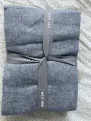 New WEST ELM Woven Medium Gray Pillow Covers Set Of 2 Cotton Blend Standard