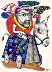 Ink On Cardboard Alain Donate 12x16 In Cuban Beautiful Art