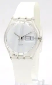 New Swiss Swatch Originals Snowcovered Silicone Day-Date Women Watch 33mm GK733