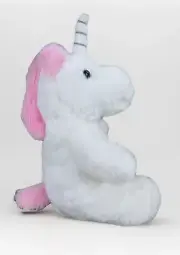 White Unicorn Plush With Pink Mane Stuffed Animal Small Sitting New