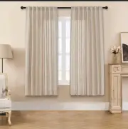 Linen Textured Semi Sheer Curtains 52"× 72" 2 Panel Set Light Filtering