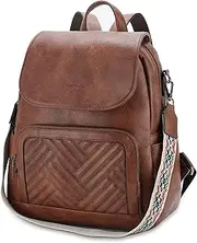 Backpack Purse for Women,VASCHY Chevron Quilted Vegen Leather Flap Backpack Convertible Handbag for Ladies with Guitar Strap