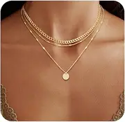 [JECOMY] 14K Gold Plated Layering Necklaces For Women Gold Necklace Set, Cuban Link, Snake Chain, Paperclip Layered Chains, Twisted Rope and Twisted Chain, Trendy Layering Necklace