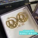 DIOR 迪奧 金色LOGO字母誇張大耳環 超醒目 黃銅鍍金 VINTAGE 中古美品