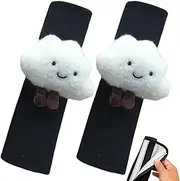 Seat Belt Cover Pad with Cloud Plush 1 Pair 10x3.5 Inch Seatbelt Cushion with Fastening Tape Soft Shock Absorbent Universal Seatbelt Covers for Woman & Kid Decorative Seat Belt Pad Seatbelt Covers