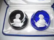 BACCARAT CRYSTAL Thomas Jefferson & J.J. Rousseau Franklin Mint Set FREE SHIP!
