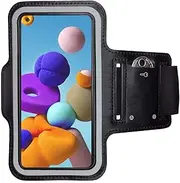 CoverKingz Armband Case for Samsung Galaxy A21s Sports Armband with Key Compartment, Running Armband Fitness, Mobile Phone Armband Black