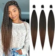 XXCDESB Pre Stretched Braiding Hair 3 packs EZ Braids Professional Easy To Install Braiding Hair Soft Braided Hair Extensions Yaki Synthetic Fiber Crochet Braids For Black Women (1B/30, 26inch)