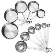 11 Pcs Stainless Steel Measuring Spoons and Measuring Cups for Dry Liquid