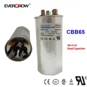 EverGrow Dual Run Capacitor - 40+5 MFD - 370 or 440VAC Round / Motor & Comp