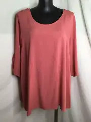 AUTOGRAPH ELEGANT ROSE PINK "BUTTON BACK" WOVEN TAB SLEEVE TOP SZ 26-NEW REDUCED
