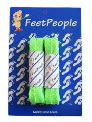 FeetPeople Flat Laces, 2 Pair Pack, 27 - 72 inches, NEON GREEN