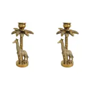 2PK LVD Candle Holder Giraffe Palm Decorative Home Decor Ornament Statue 13x25cm