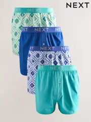 Navy Blue/Sea Green Tile 4 pack Boxers (AA7847) | $47