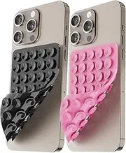 (2Pack) RUNGOS Silicone Suction Phone Case Mount Double Sided for iPhone Android [40 Upgraded Strong Suction Cups] Hands-Free Suction Cup Phone Mount Strong Grip Holder for Selfies, Videos Accessories