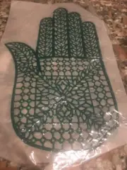 RARE VTG Hamsa Hand Iron On Transfer Appliqué SQUARE ROOTS Pattern F Green