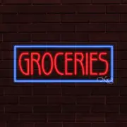 NEW "GROCERIES" w/BORDER 30x12x1 INCH LED FLEX WINDOW/WALL INDOOR SIGN 31417