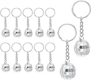 [uxcell] Disco Ball Keychain, 12 Pcs 70s Disco Keyring 3cm Disco Ball Party Favors Mirror Ball Keychain Party Supplies for Christmas Party Decorations, Silver