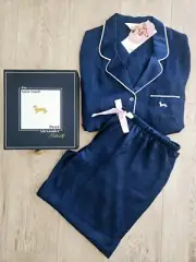 Peter Alexander Maternity Ladies Navy Satin Long Winter Pjs Set Size XL - BNWT